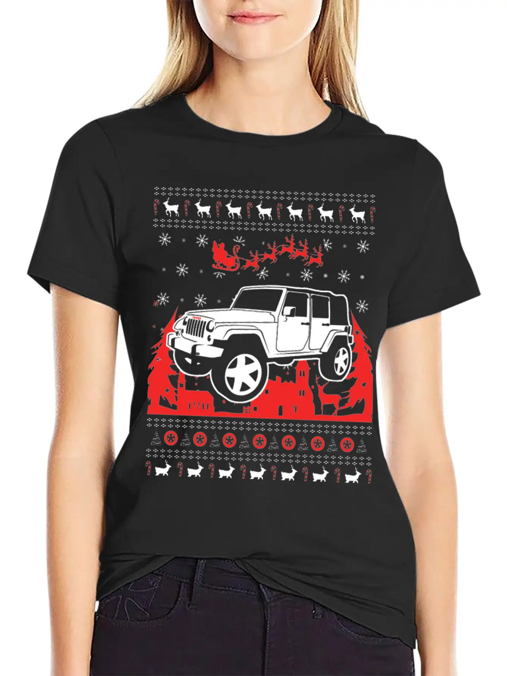 Jeep Ugly Christmas Sweater Stylish Everyday T-Shirt – Unisex Basic Cotton Tee