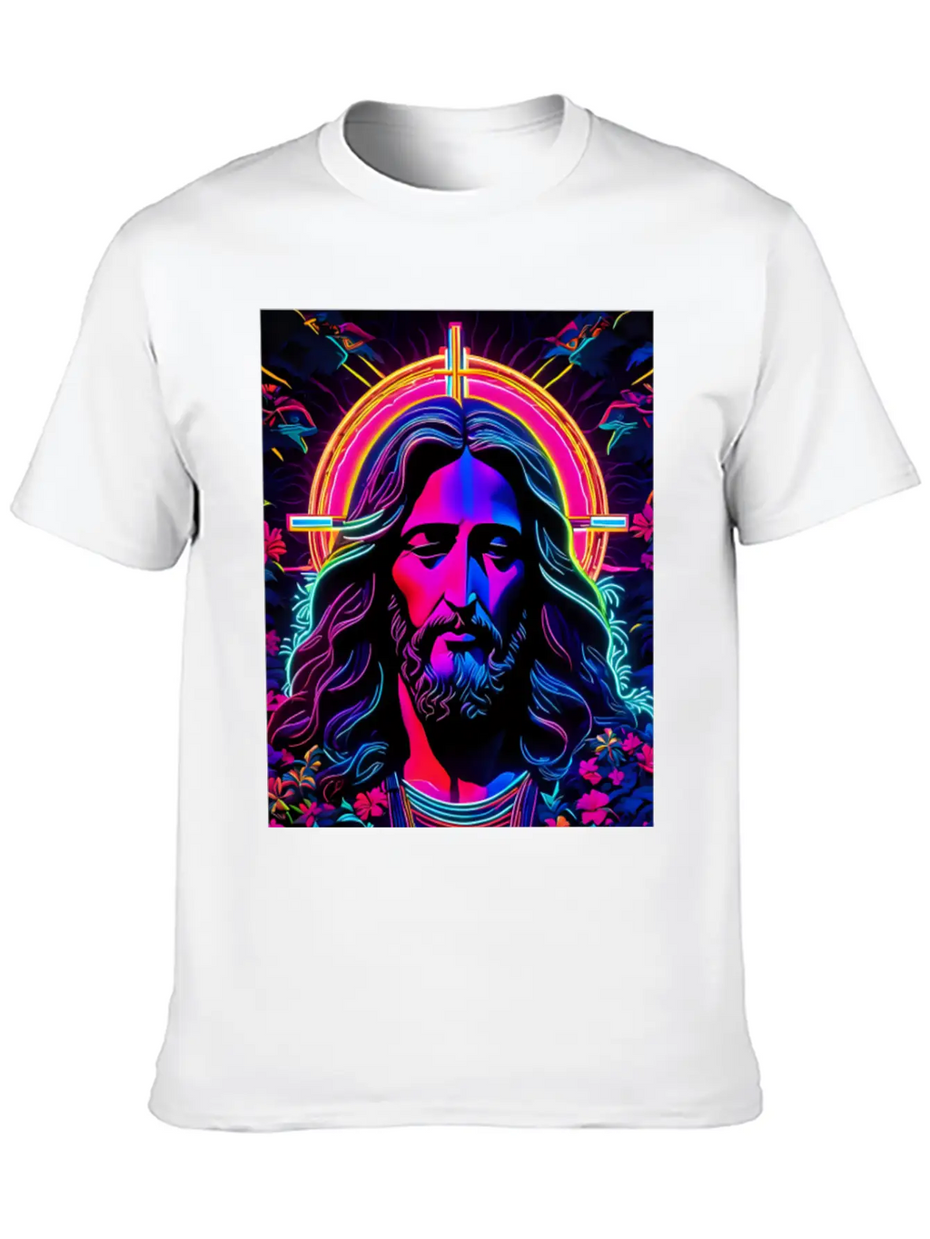Jesus Christ Neon Art Unisex Casual T-Shirt – Clean Design For Daily Comfort