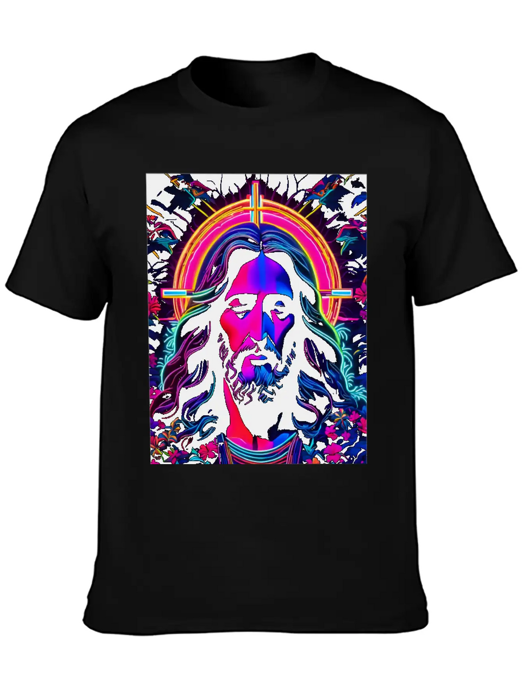 Jesus Christ Neon Art Unisex Casual T-Shirt – Clean Design For Daily Comfort