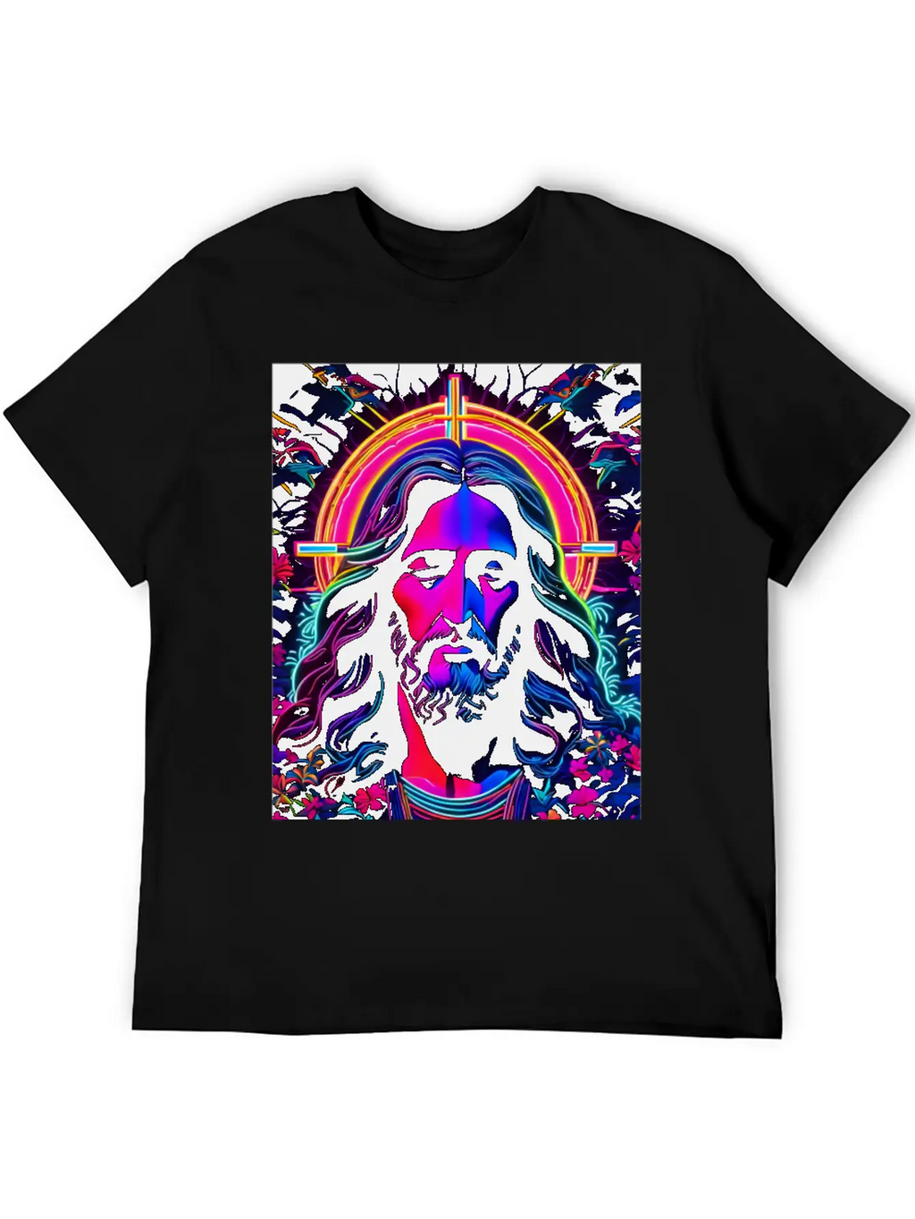 Jesus Christ Neon Art Unisex Casual T-Shirt – Clean Design For Daily Comfort