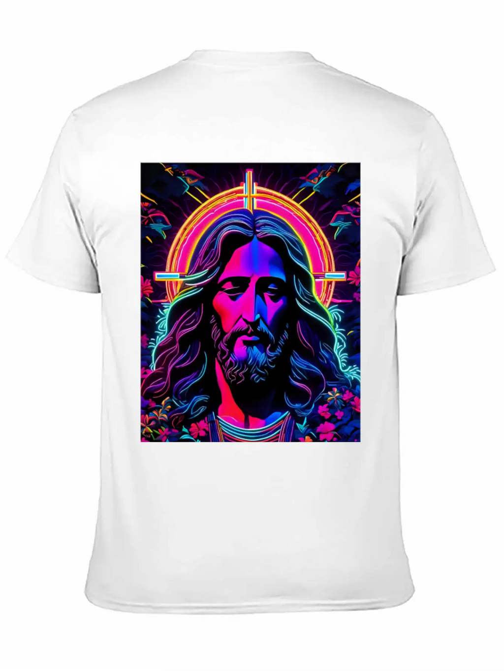Jesus Christ Neon Art Unisex Casual T-Shirt – Clean Design For Daily Comfort