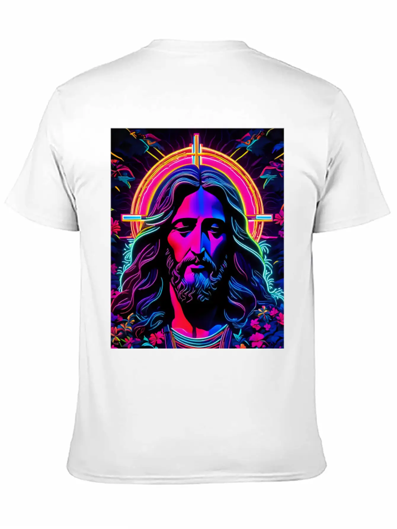Jesus Christ Neon Art Unisex Casual T-Shirt – Clean Design For Daily Comfort