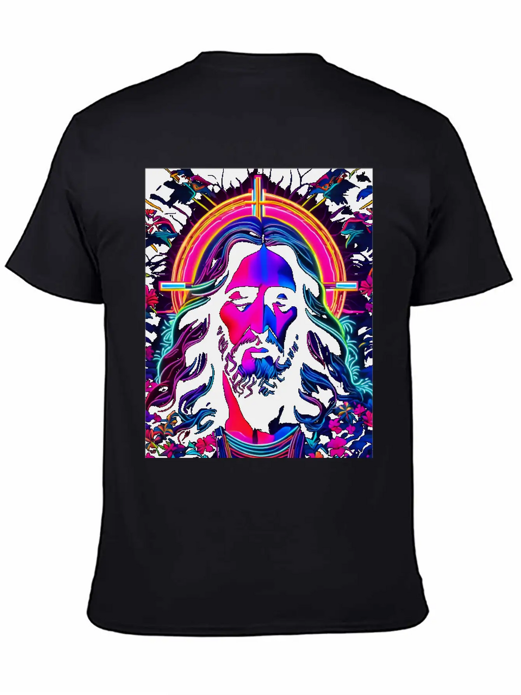 Jesus Christ Neon Art Unisex Casual T-Shirt – Clean Design For Daily Comfort