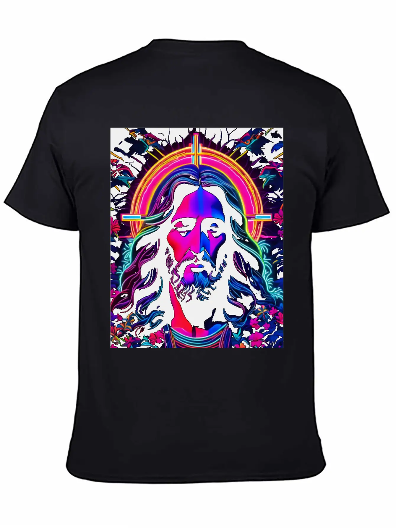 Jesus Christ Neon Art Unisex Casual T-Shirt – Clean Design For Daily Comfort