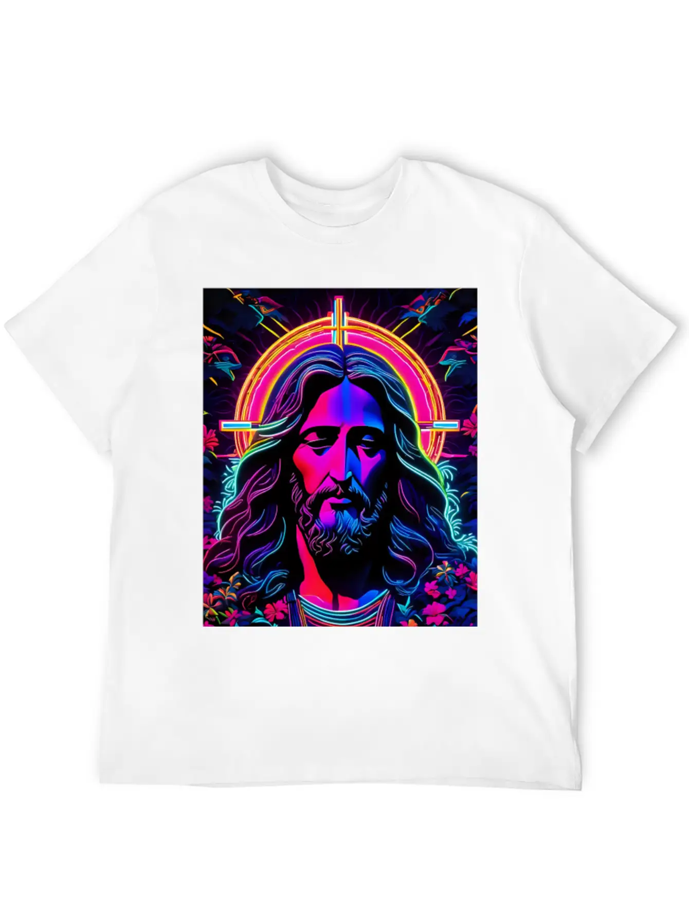 Jesus Christ Neon Art Unisex Casual T-Shirt – Clean Design For Daily Comfort