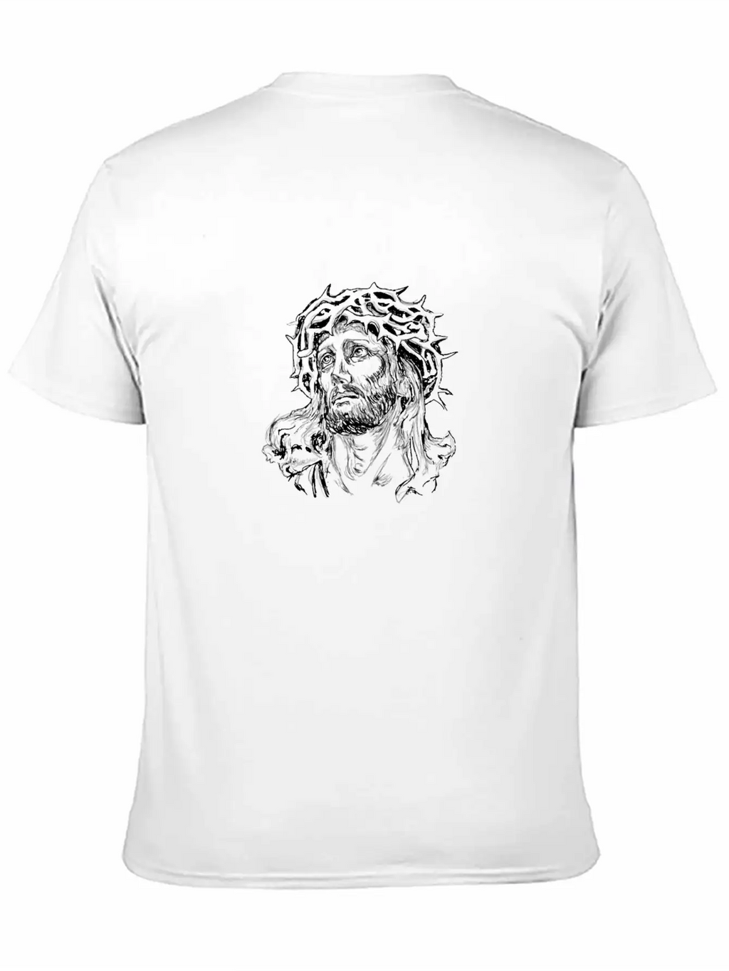 Jesus Face Sketch Illustration Breathable Soft Cotton T-Shirt – Timeless Casual Look
