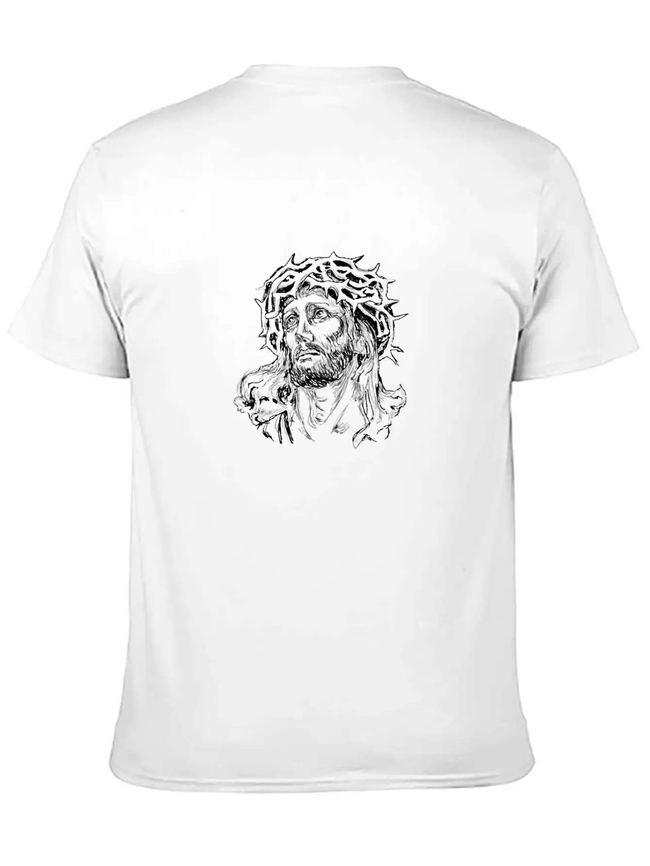 Jesus Face Sketch Illustration Breathable Soft Cotton T-Shirt – Timeless Casual Look