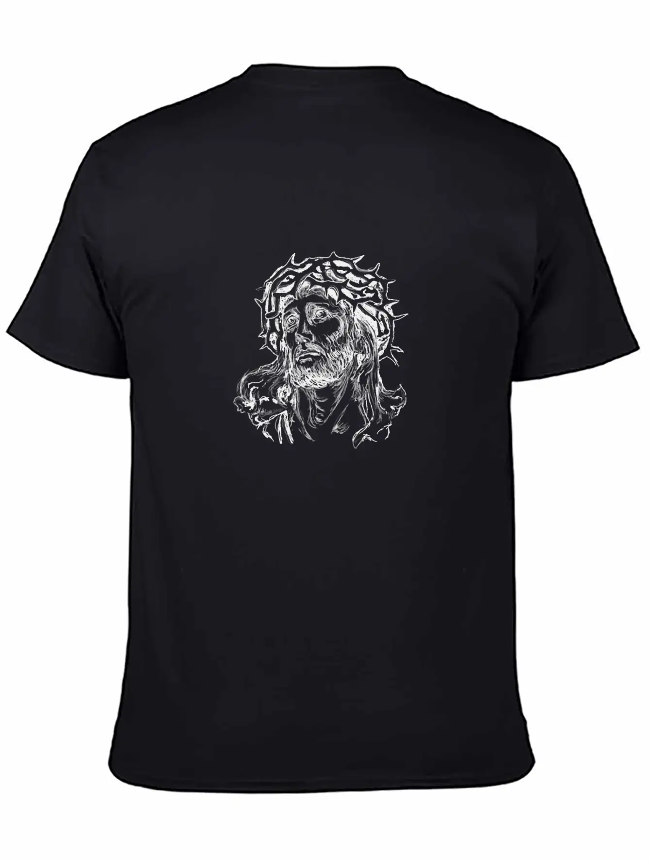 Jesus Face Sketch Illustration Breathable Soft Cotton T-Shirt – Timeless Casual Look