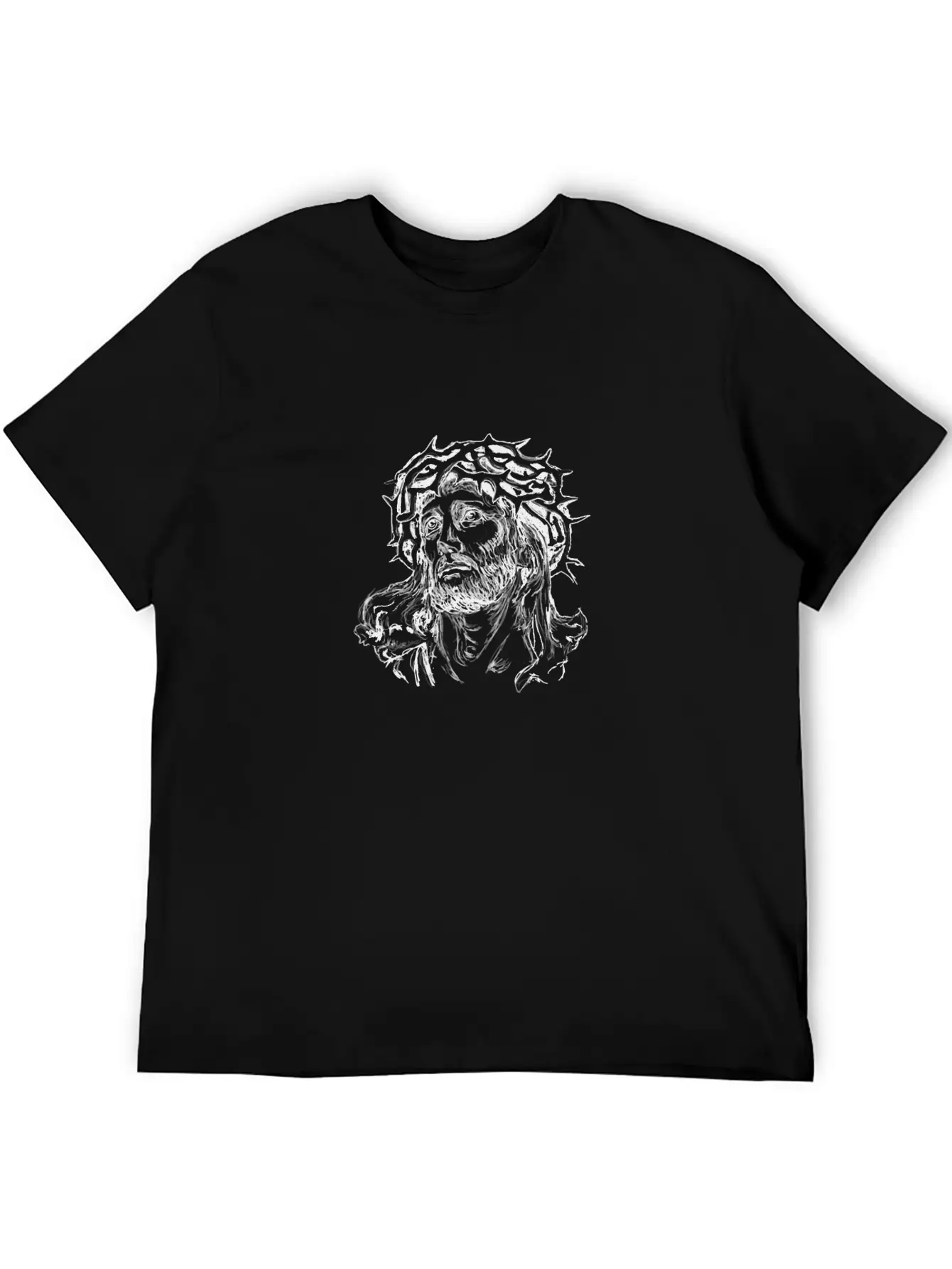 Jesus Face Sketch Illustration Breathable Soft Cotton T-Shirt – Timeless Casual Look