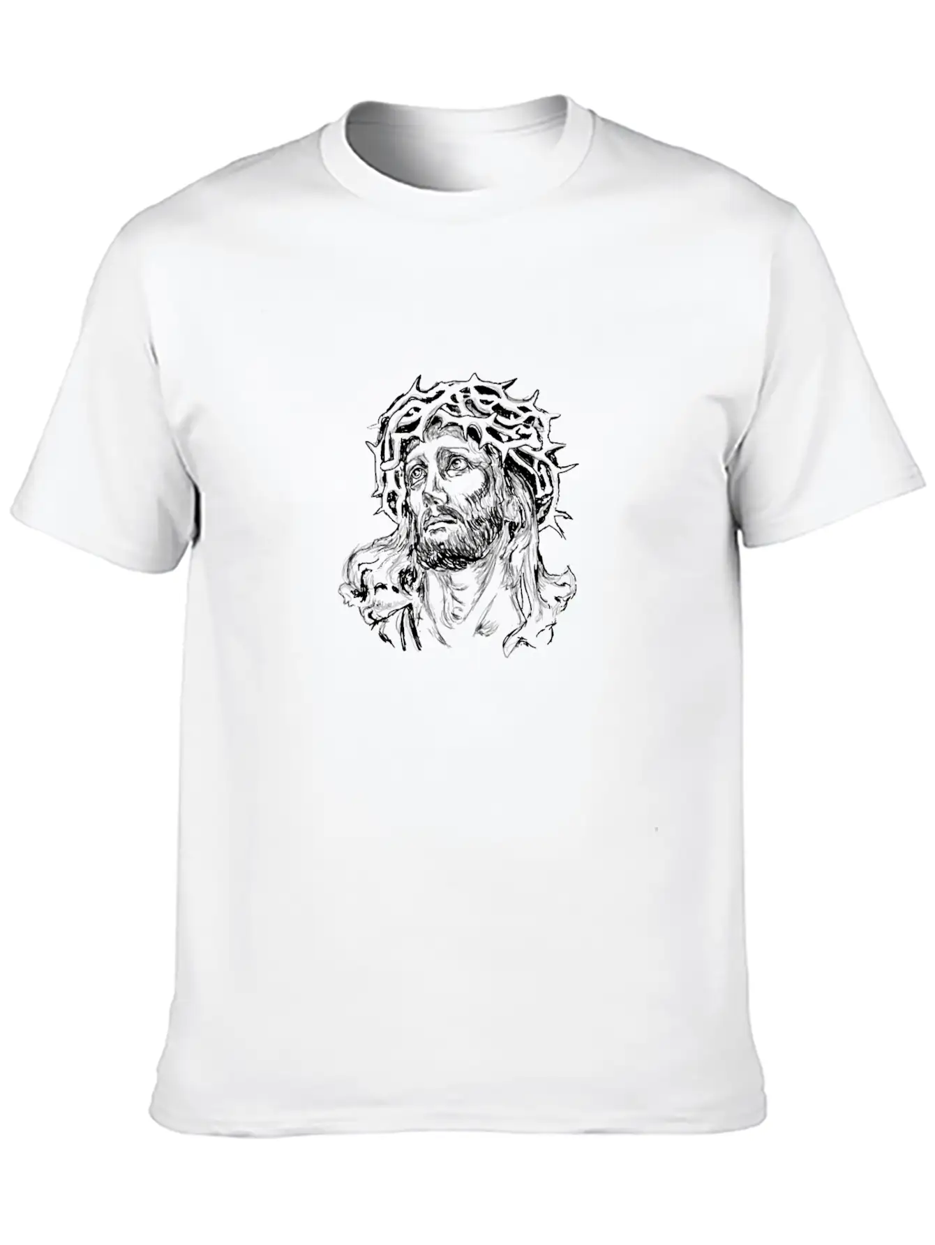 Jesus Face Sketch Illustration Breathable Soft Cotton T-Shirt – Timeless Casual Look