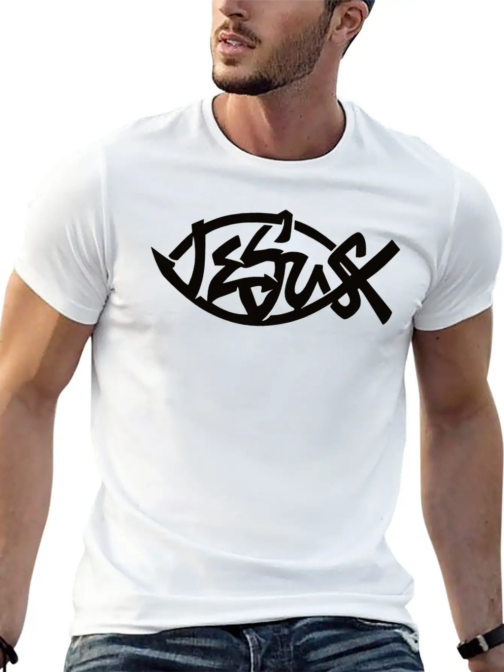 Jesus Fish, Jesus Christ, Christian Casual Graphic T-Shirt – Simple And Comfortable Daily Wear
