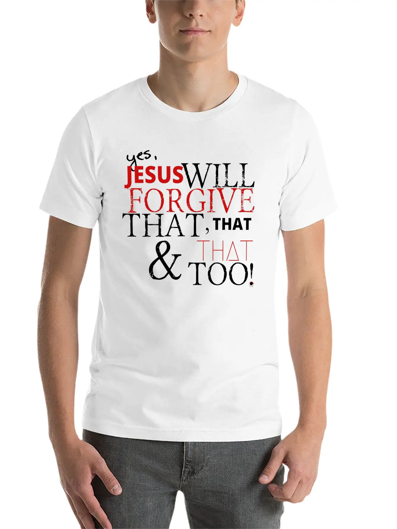 Jesus Forgives Unisex Short Sleeve Soft Cotton T-Shirt – Casual Everyday Wear