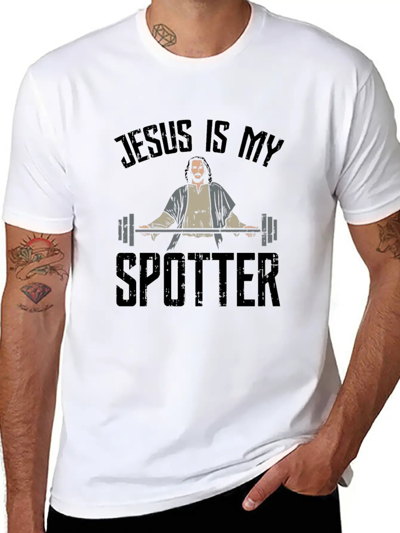 Jesus Is My Spotter Jesus Workout Shirt Gift Idea Unisex Casual T-Shirt – Clean Design For Daily Comfort
