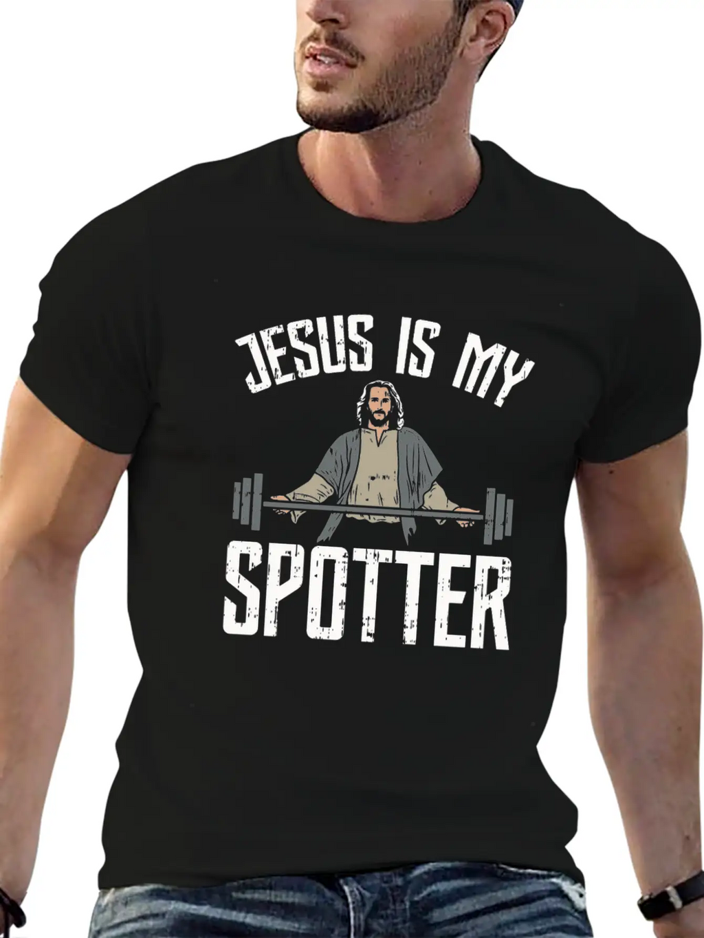 Jesus Is My Spotter Jesus Workout Shirt Gift Idea Unisex Casual T-Shirt – Clean Design For Daily Comfort