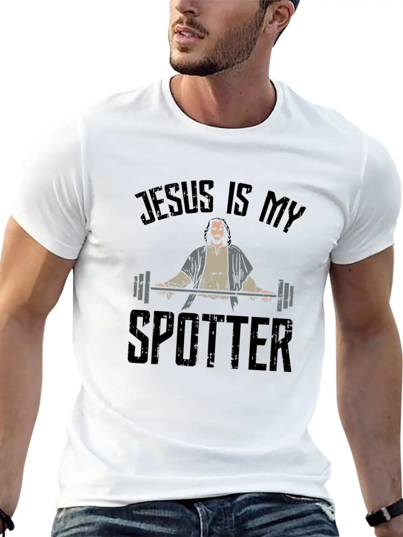 Jesus Is My Spotter Jesus Workout Shirt Gift Idea Unisex Casual T-Shirt – Clean Design For Daily Comfort