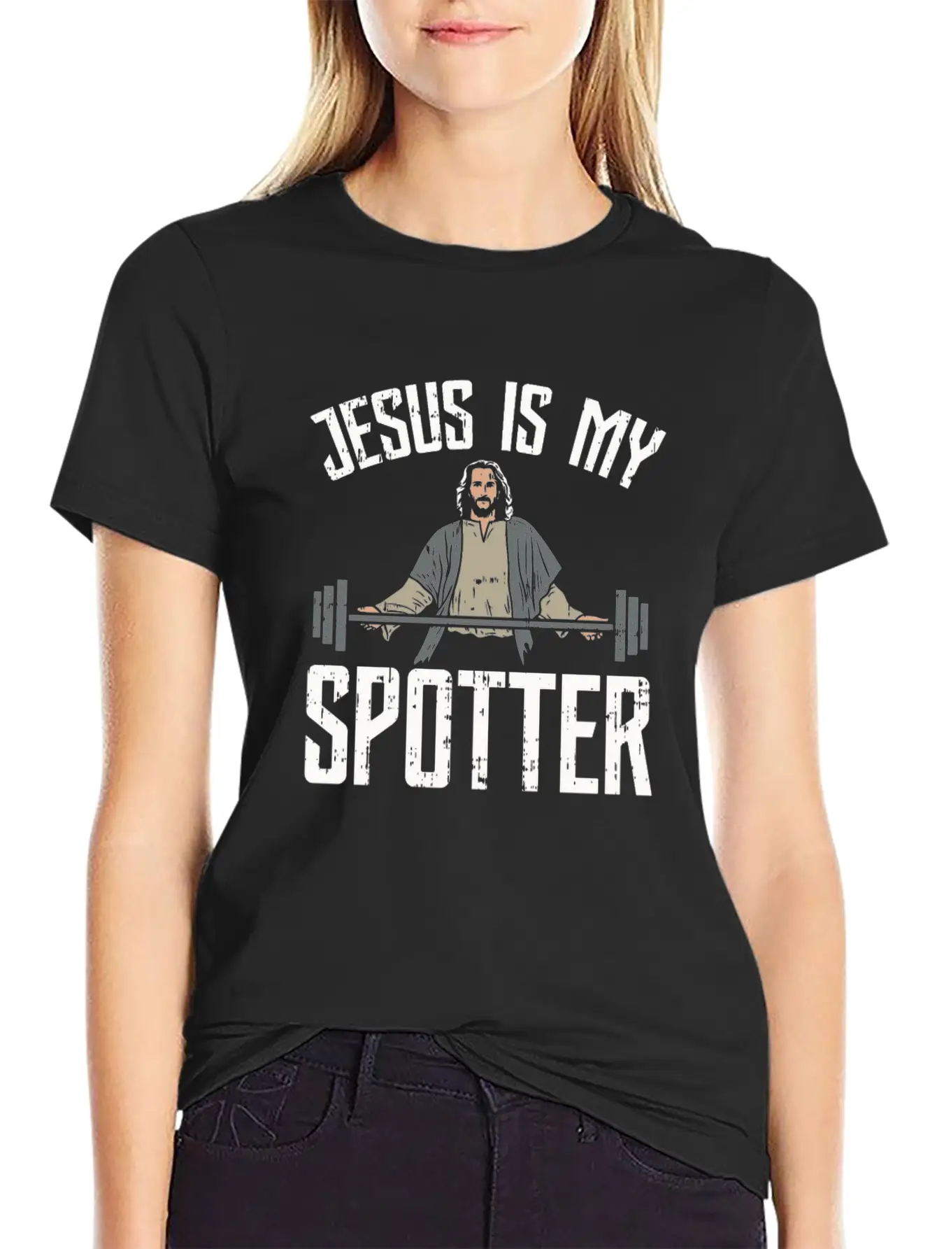 Jesus Is My Spotter Jesus Workout Shirt Gift Idea Unisex Casual T-Shirt – Clean Design For Daily Comfort