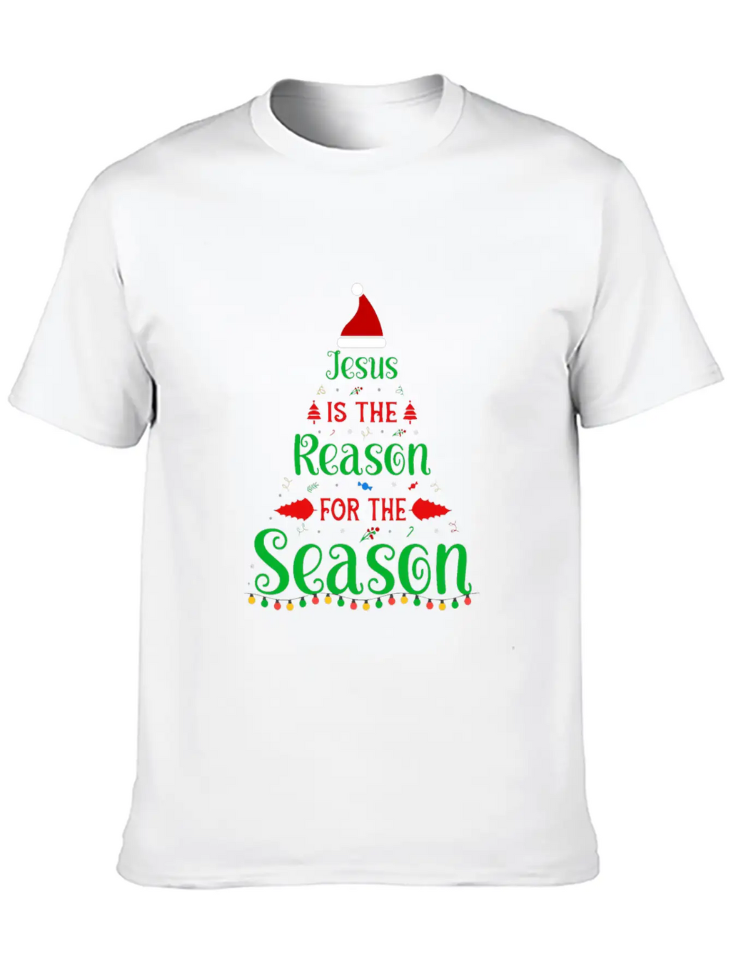 Jesus Is The Reason For The Season Tree Christmas Essential Cotton Tee For Daily Outfits – Unisex Style