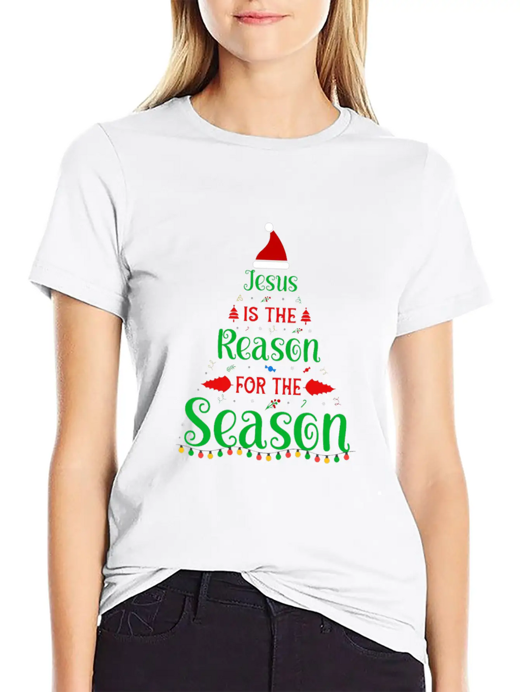 Jesus Is The Reason For The Season Tree Christmas Essential Cotton Tee For Daily Outfits – Unisex Style