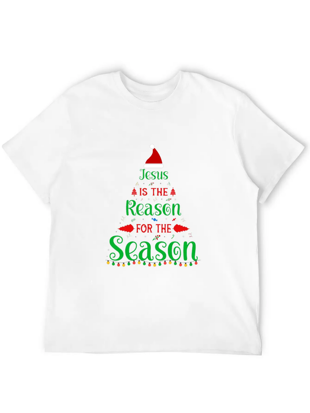 Jesus Is The Reason For The Season Tree Christmas Essential Cotton Tee For Daily Outfits – Unisex Style