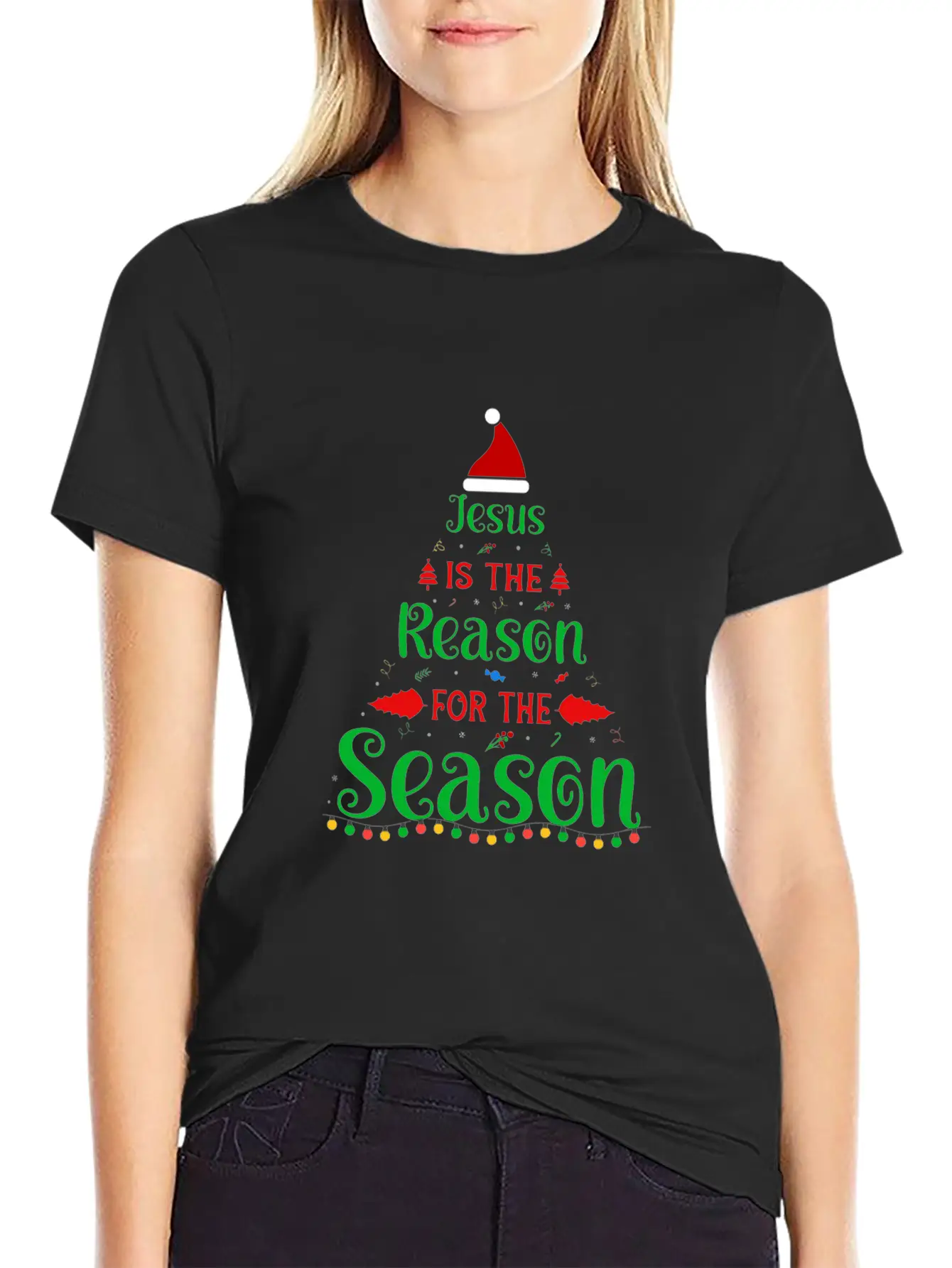 Jesus Is The Reason For The Season Tree Christmas Essential Cotton Tee For Daily Outfits – Unisex Style