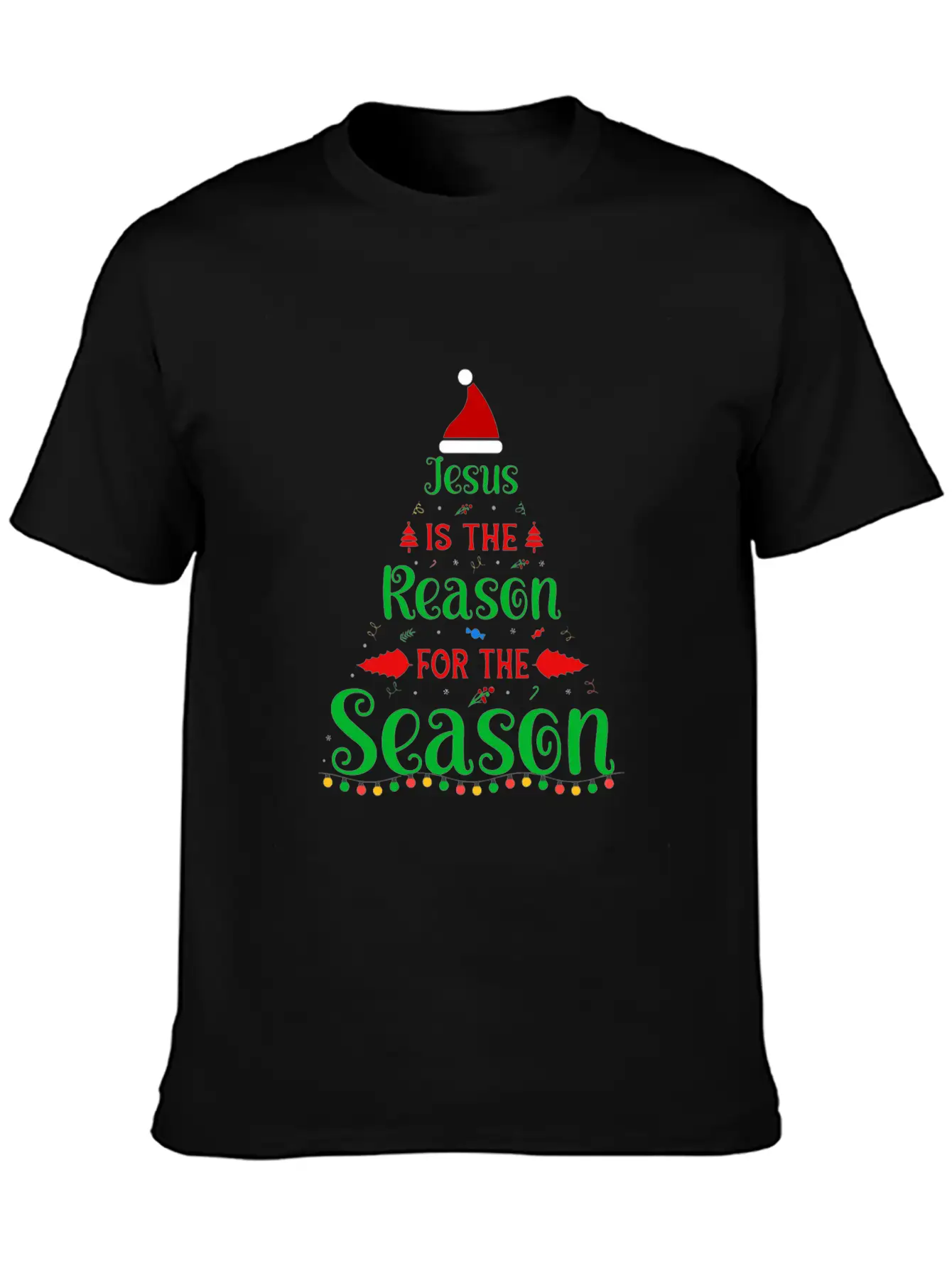 Jesus Is The Reason For The Season Tree Christmas Essential Cotton Tee For Daily Outfits – Unisex Style