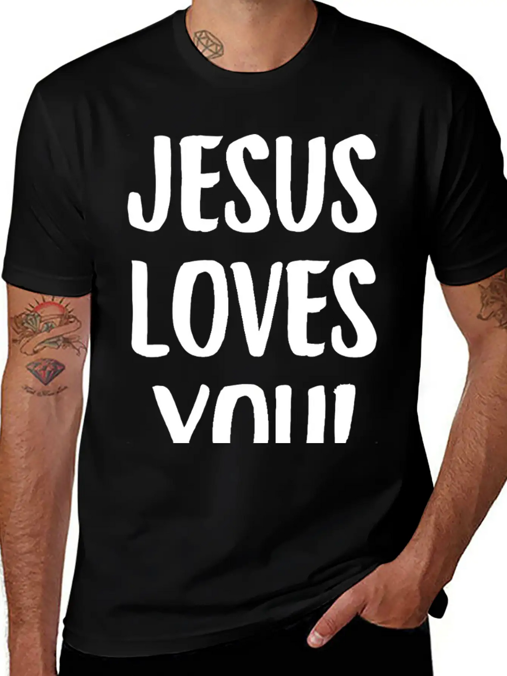 Jesus Loves You Brushstroke Typography Casual Graphic T-Shirt – Simple And Comfortable Daily Wear