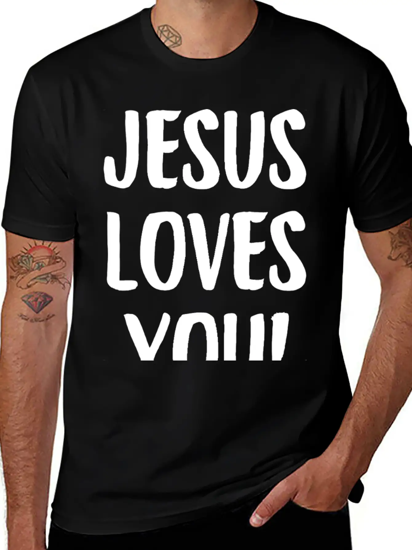 Jesus Loves You Brushstroke Typography Casual Graphic T-Shirt – Simple And Comfortable Daily Wear