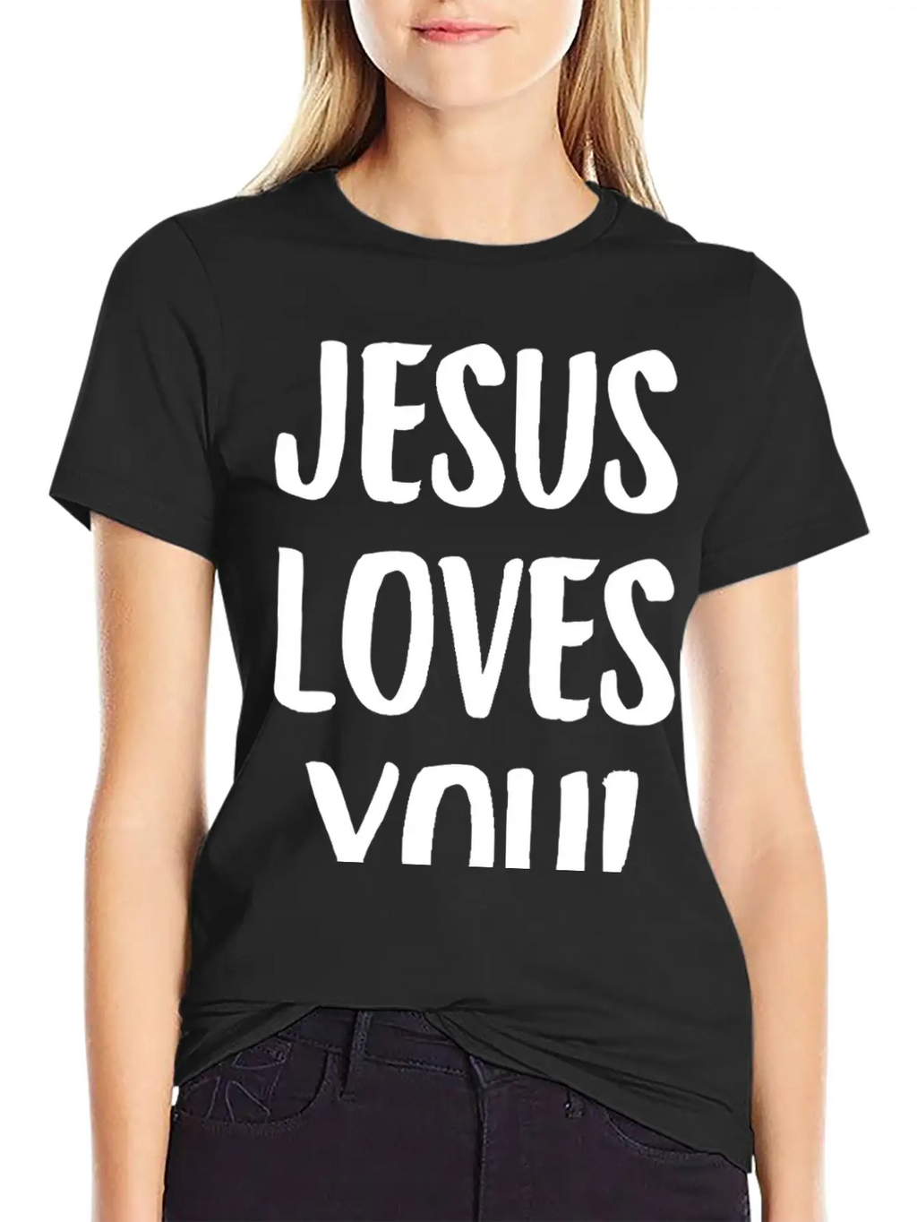 Jesus Loves You Brushstroke Typography Casual Graphic T-Shirt – Simple And Comfortable Daily Wear