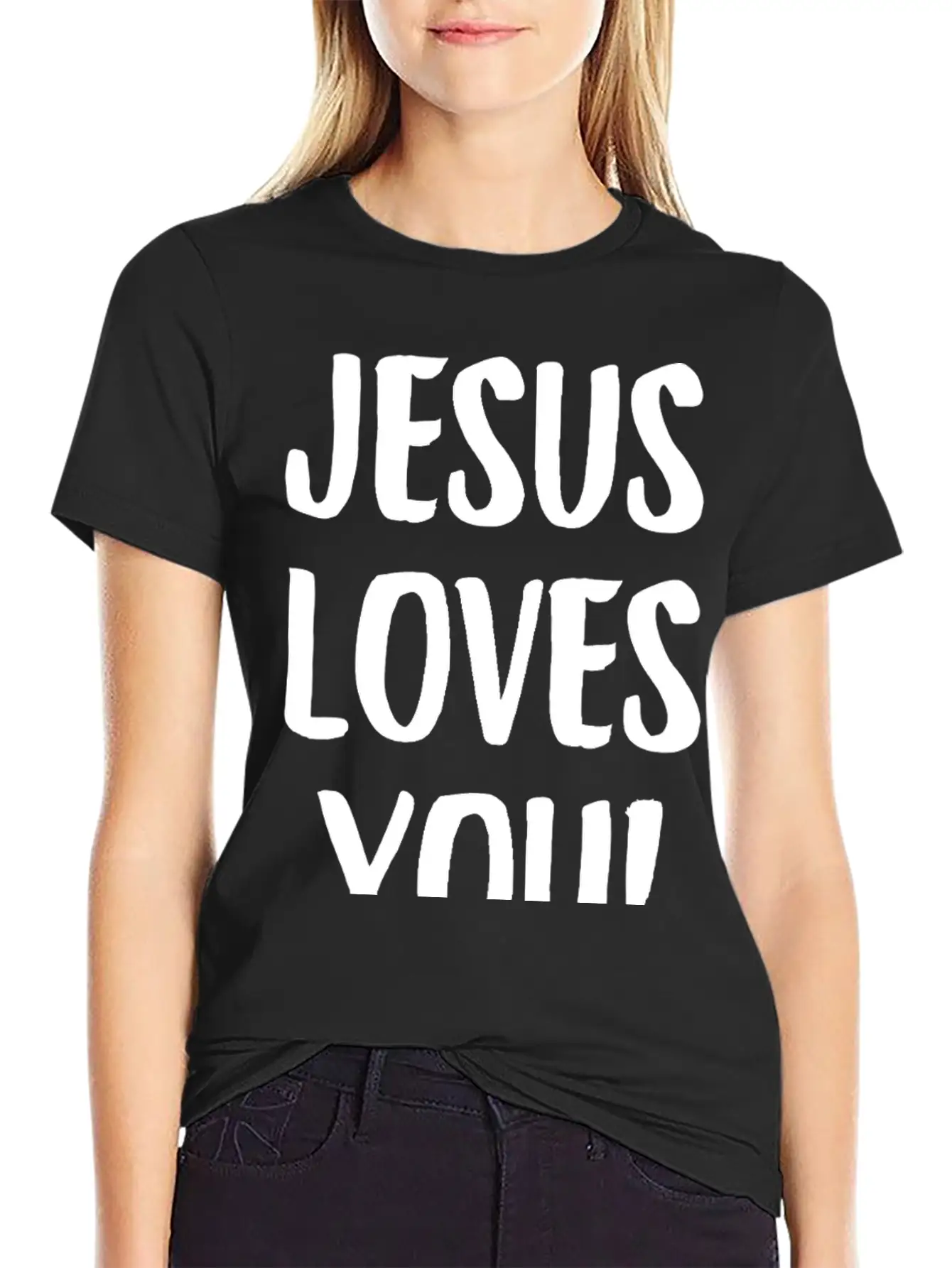 Jesus Loves You Brushstroke Typography Casual Graphic T-Shirt – Simple And Comfortable Daily Wear