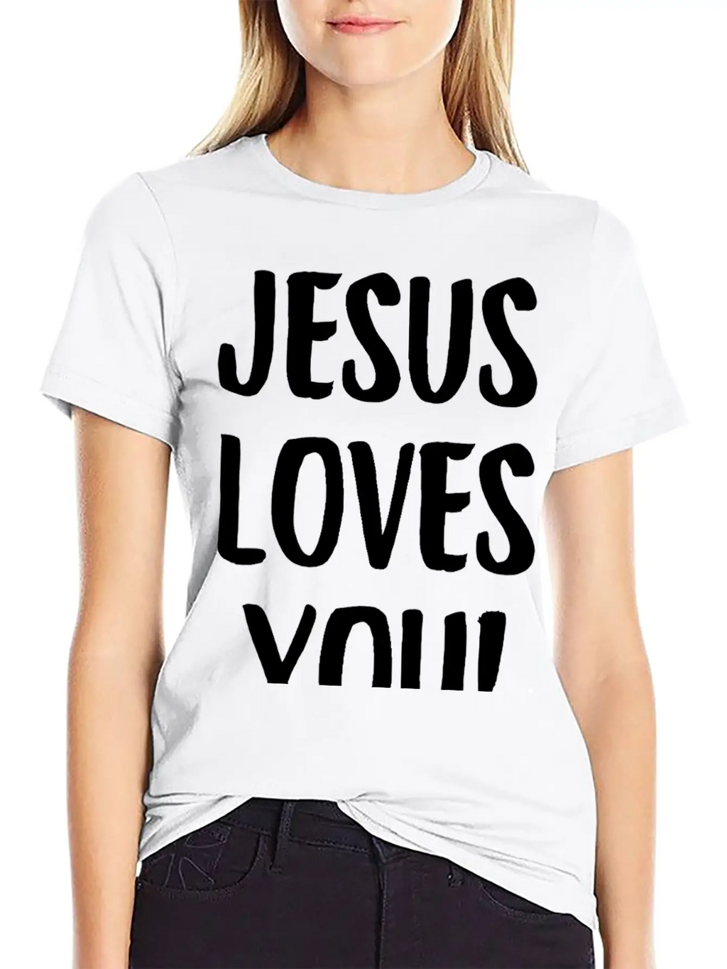 Jesus Loves You Brushstroke Typography Casual Graphic T-Shirt – Simple And Comfortable Daily Wear
