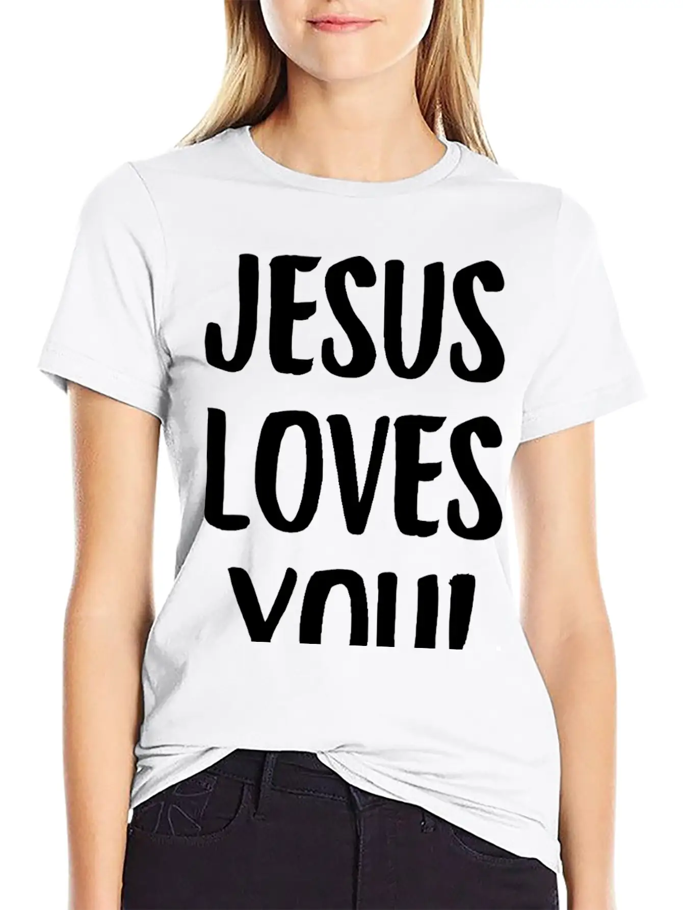 Jesus Loves You Brushstroke Typography Casual Graphic T-Shirt – Simple And Comfortable Daily Wear