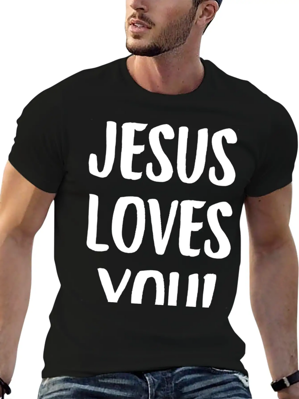 Jesus Loves You Brushstroke Typography Casual Graphic T-Shirt – Simple And Comfortable Daily Wear