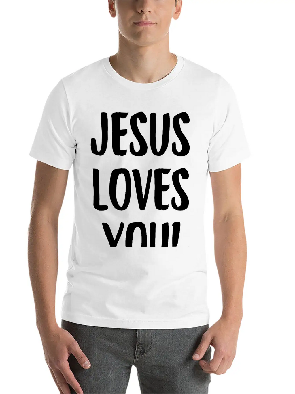 Jesus Loves You Brushstroke Typography Casual Graphic T-Shirt – Simple And Comfortable Daily Wear