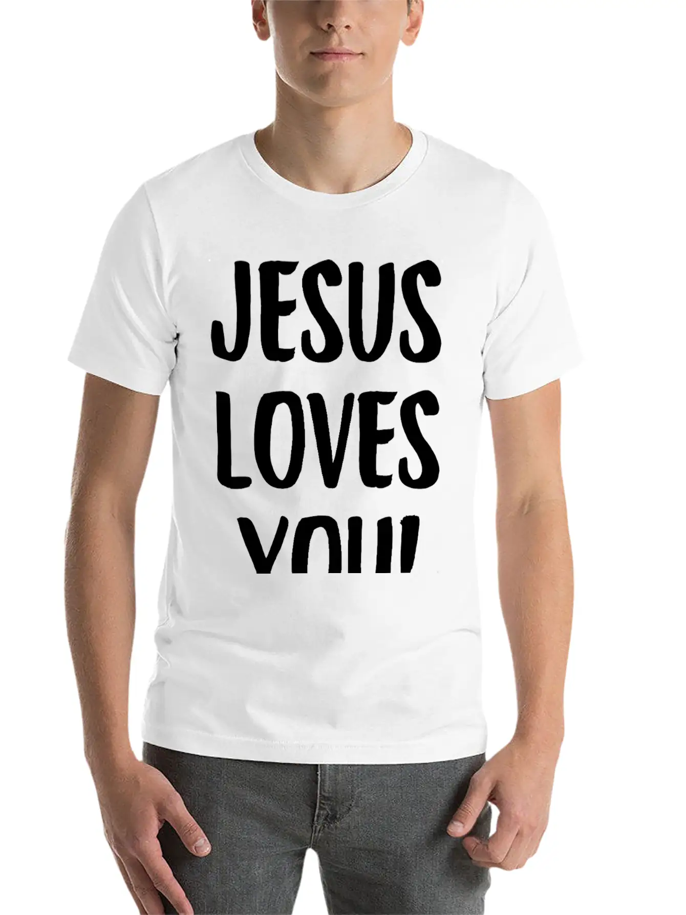 Jesus Loves You Brushstroke Typography Casual Graphic T-Shirt – Simple And Comfortable Daily Wear