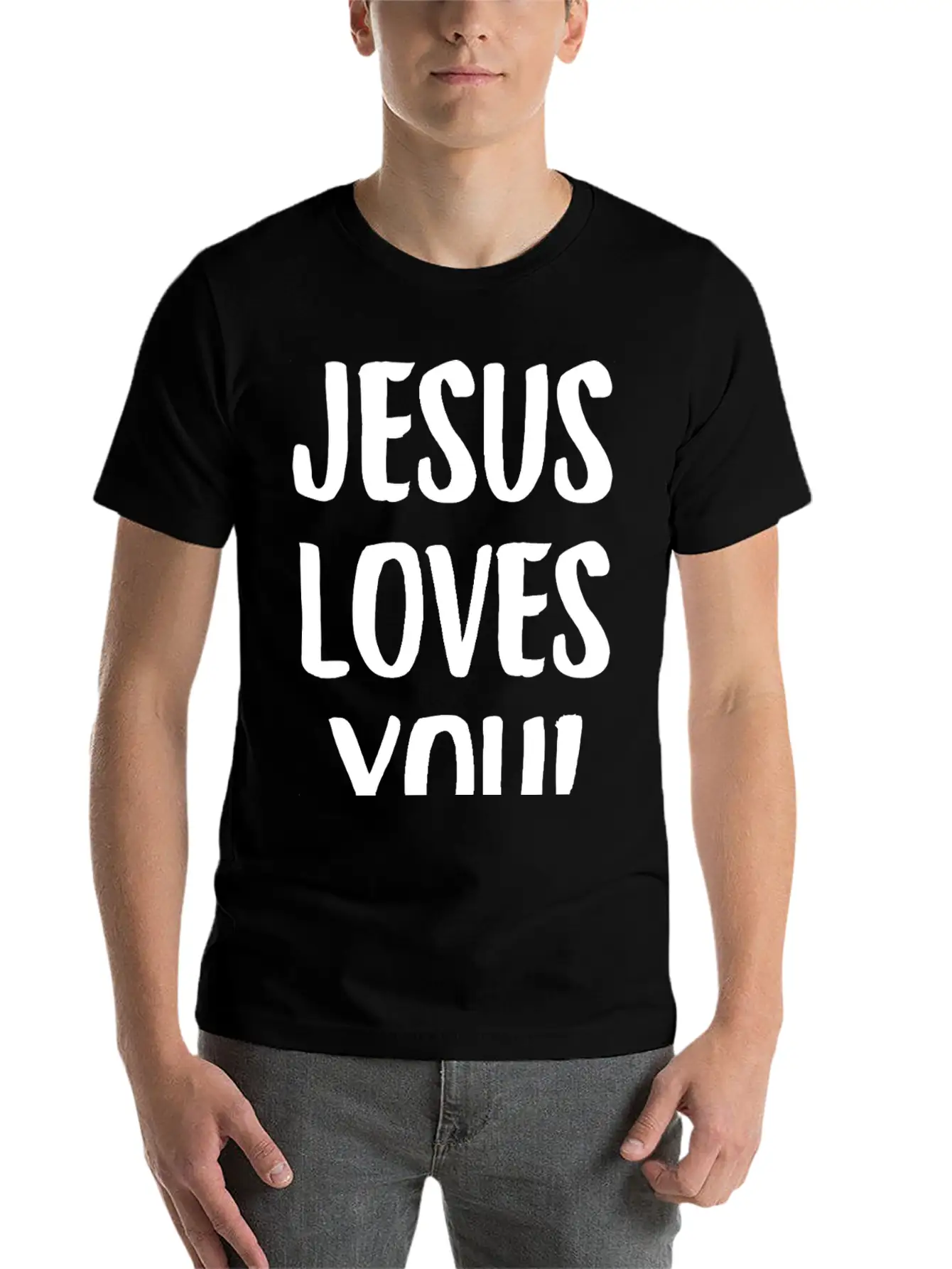 Jesus Loves You Brushstroke Typography Casual Graphic T-Shirt – Simple And Comfortable Daily Wear