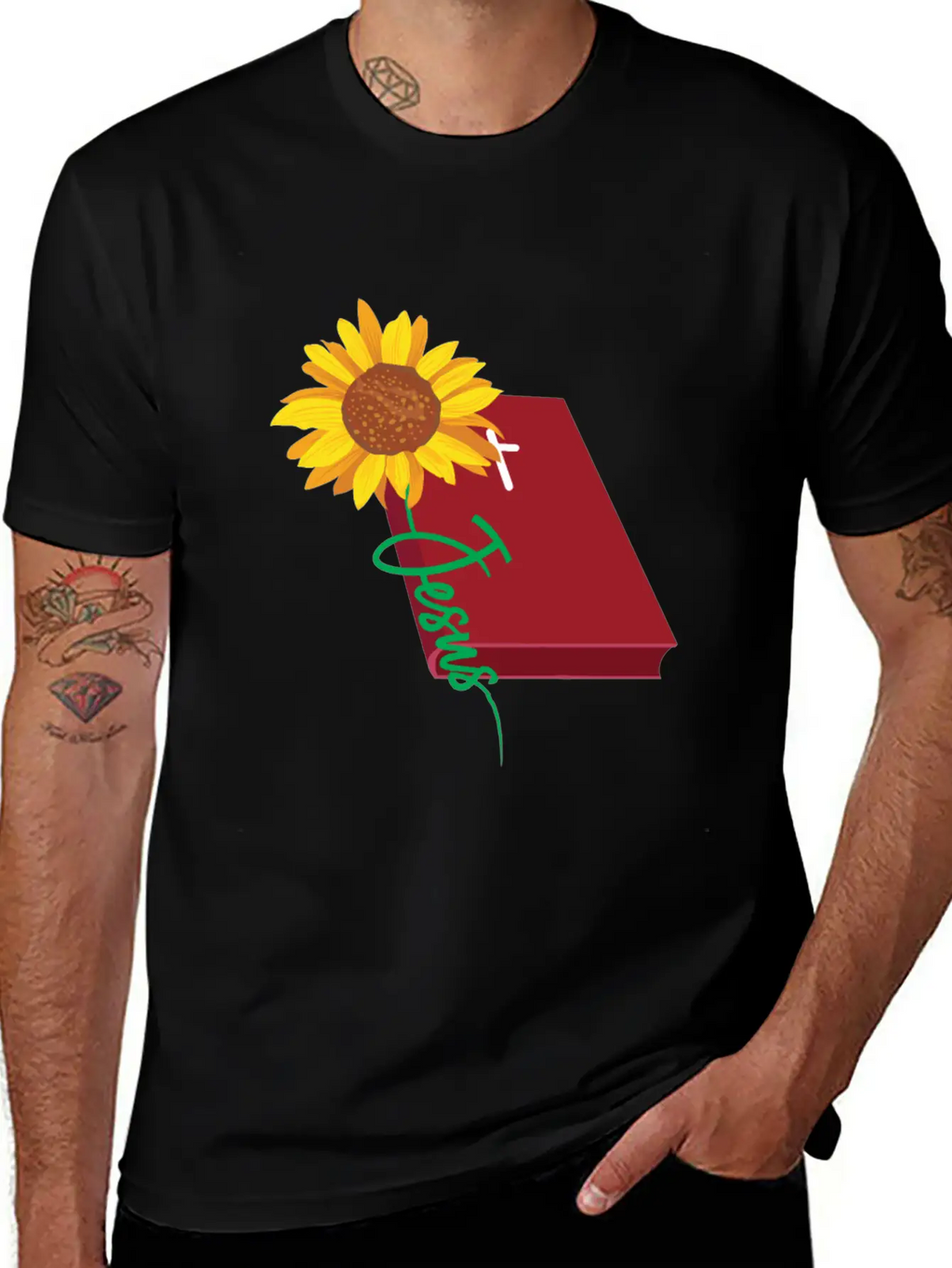 Jesus Sunflower Christian Unisex Short Sleeve Soft Cotton T-Shirt – Casual Everyday Wear