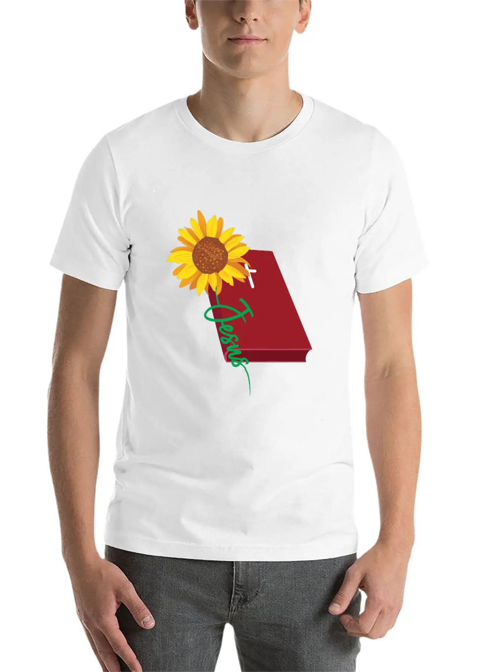 Jesus Sunflower Christian Unisex Short Sleeve Soft Cotton T-Shirt – Casual Everyday Wear