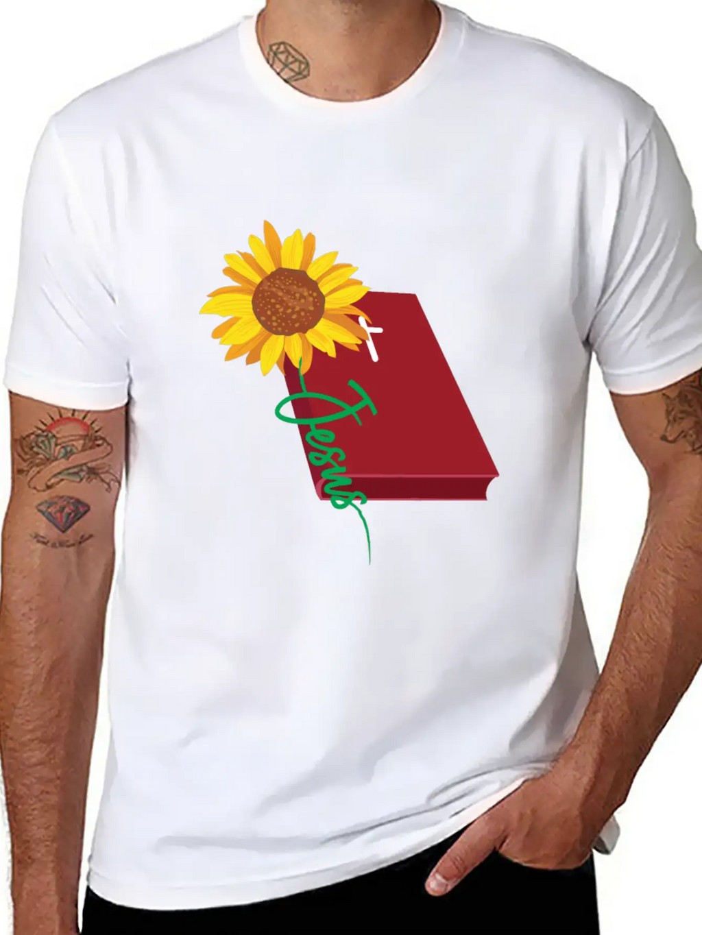 Jesus Sunflower Christian Unisex Short Sleeve Soft Cotton T-Shirt – Casual Everyday Wear