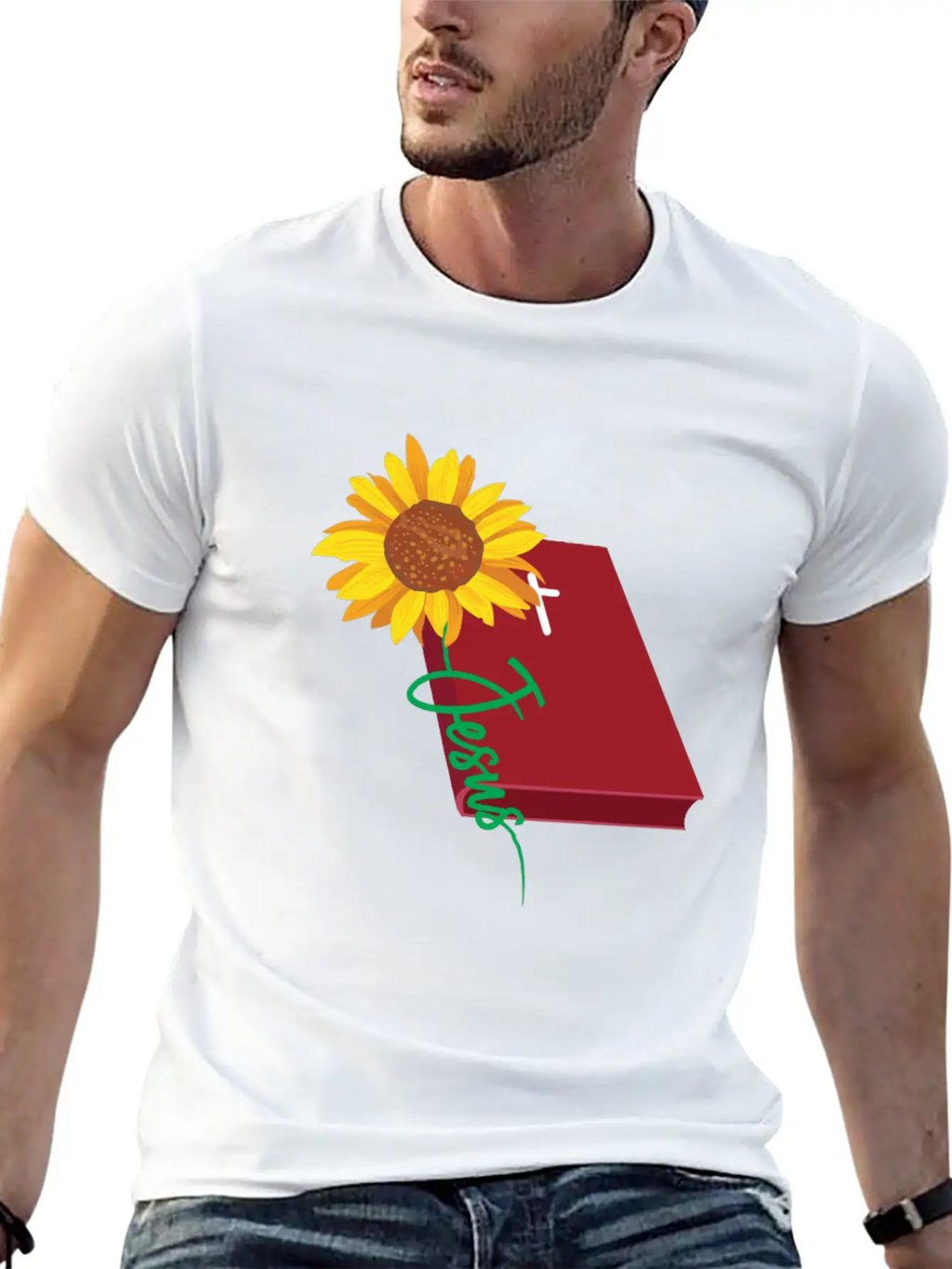 Jesus Sunflower Christian Unisex Short Sleeve Soft Cotton T-Shirt – Casual Everyday Wear