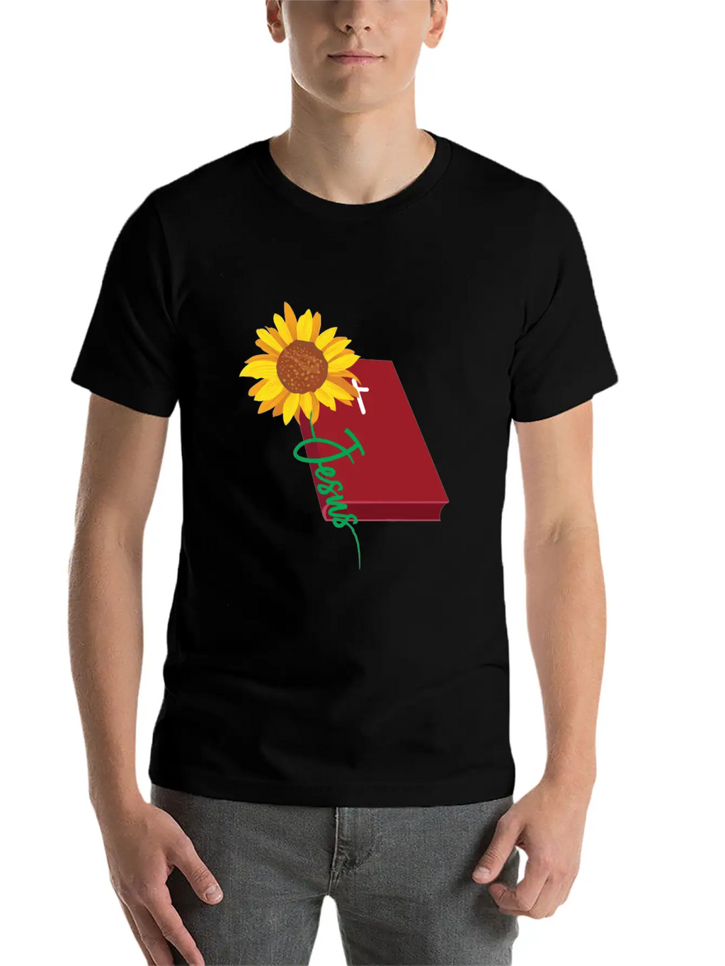 Jesus Sunflower Christian Unisex Short Sleeve Soft Cotton T-Shirt – Casual Everyday Wear