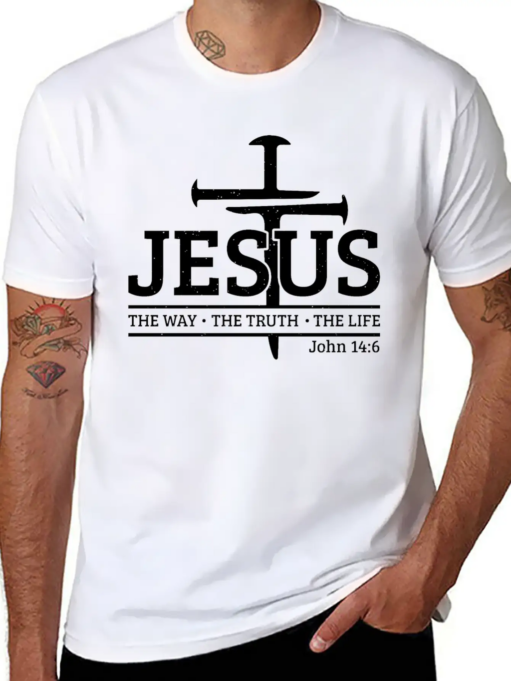 Jesus The Way The Truth The Bible Verse Religious Unisex Short Sleeve Soft Cotton T-Shirt – Casual Everyday Wear