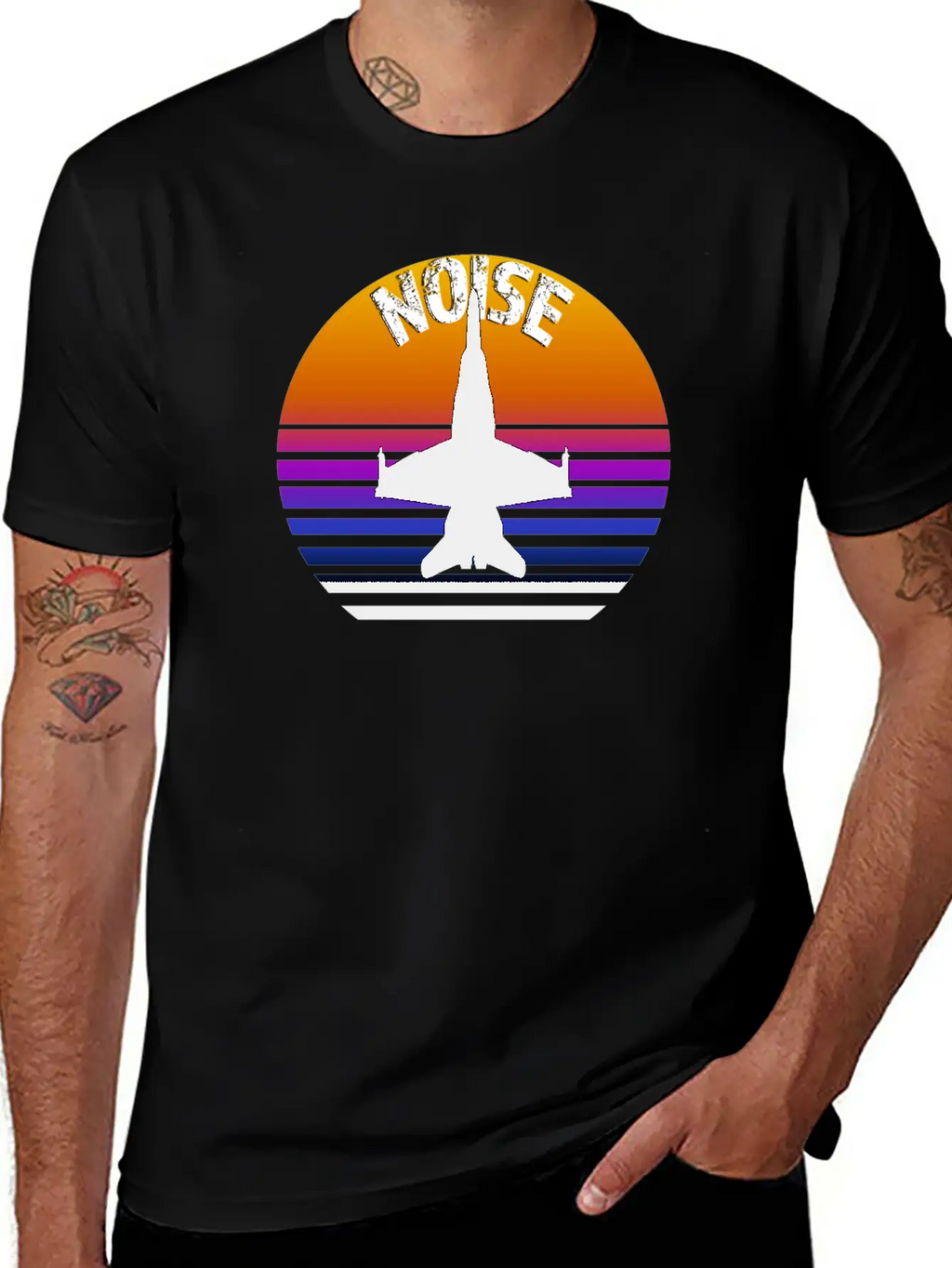 Jet Noise Retro Sunset Design. Breathable Soft Cotton T-Shirt – Timeless Casual Look