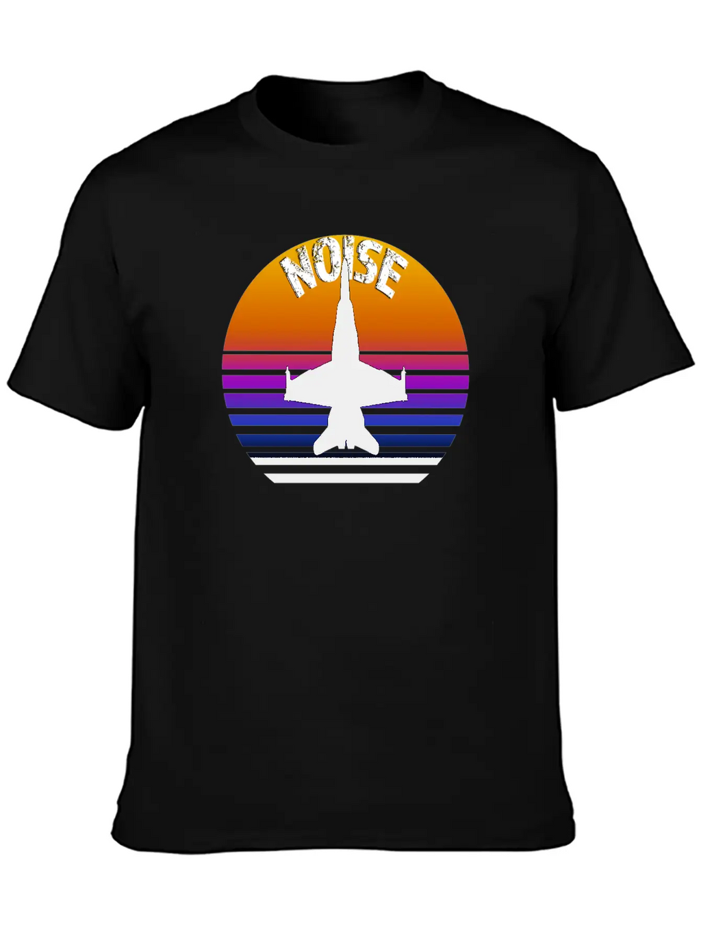 Jet Noise Retro Sunset Design. Breathable Soft Cotton T-Shirt – Timeless Casual Look