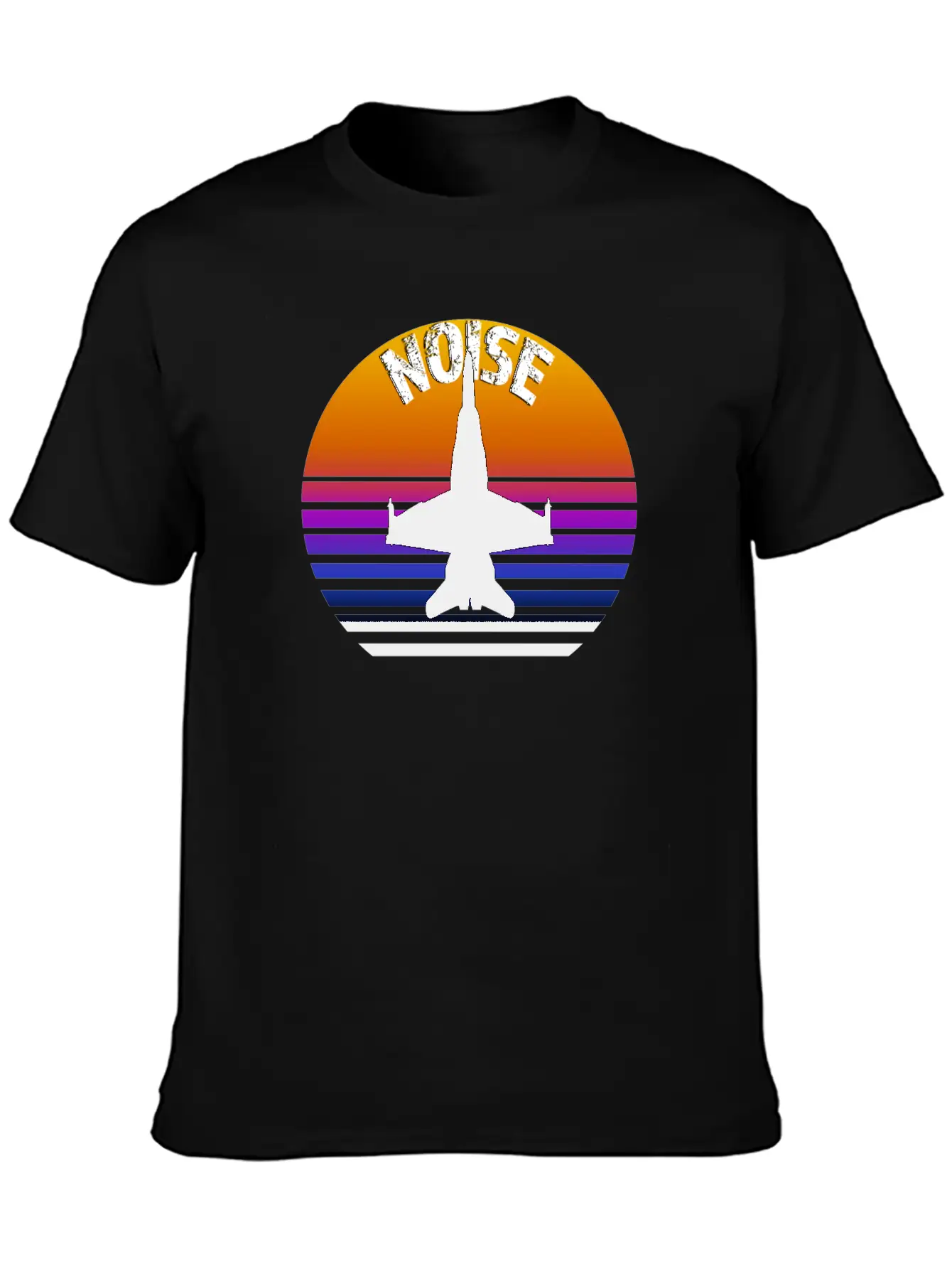 Jet Noise Retro Sunset Design. Breathable Soft Cotton T-Shirt – Timeless Casual Look