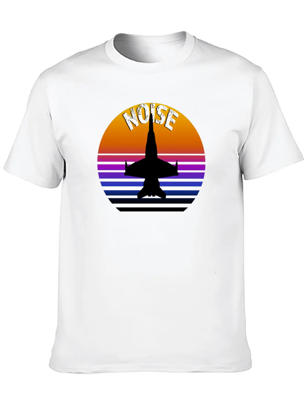 Jet Noise Retro Sunset Design. Breathable Soft Cotton T-Shirt – Timeless Casual Look