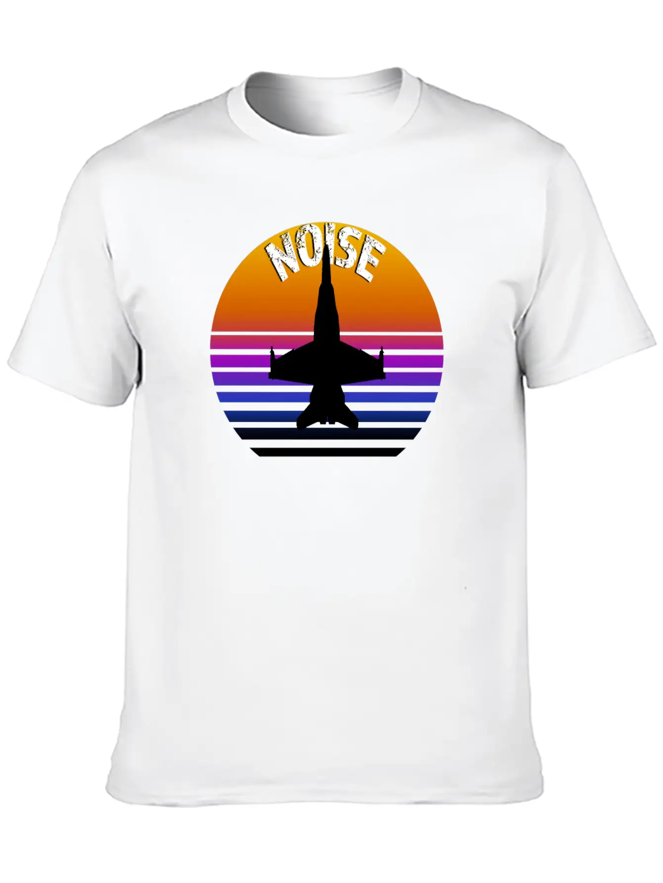 Jet Noise Retro Sunset Design. Breathable Soft Cotton T-Shirt – Timeless Casual Look