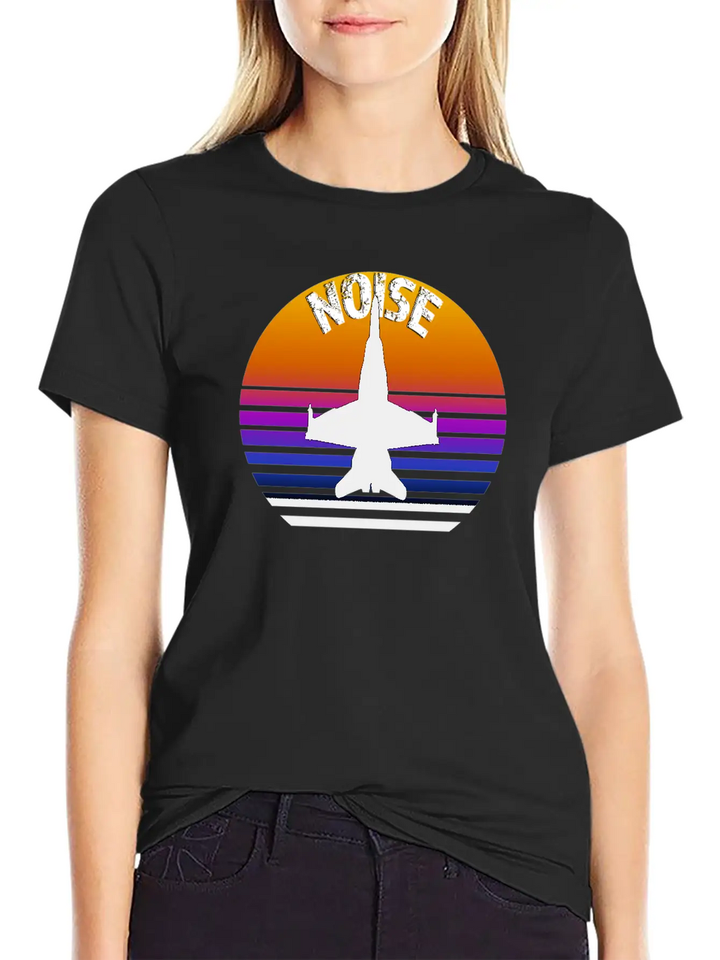 Jet Noise Retro Sunset Design. Breathable Soft Cotton T-Shirt – Timeless Casual Look