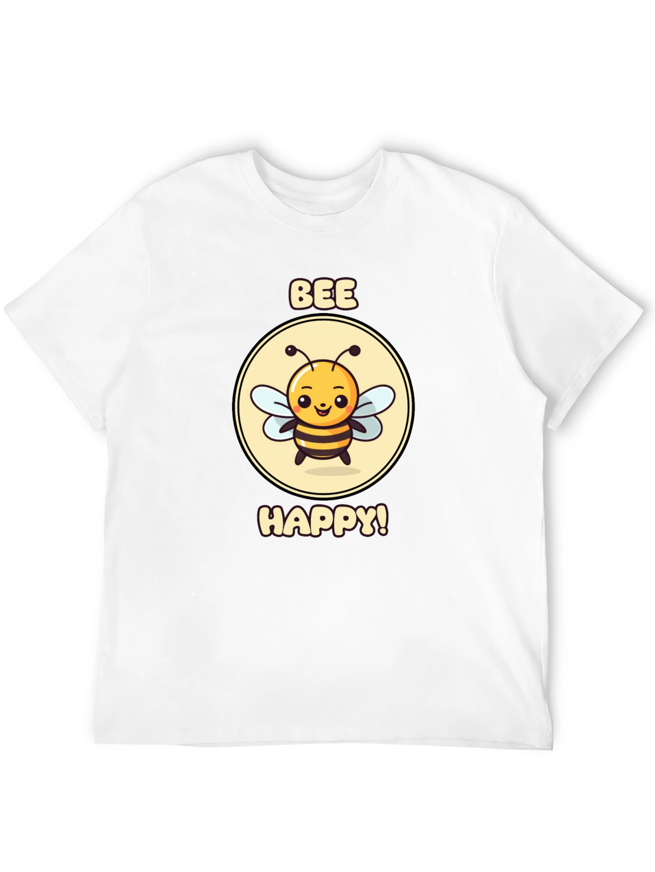Bee Happy Graphic Tee - Black Cotton T-Shirt