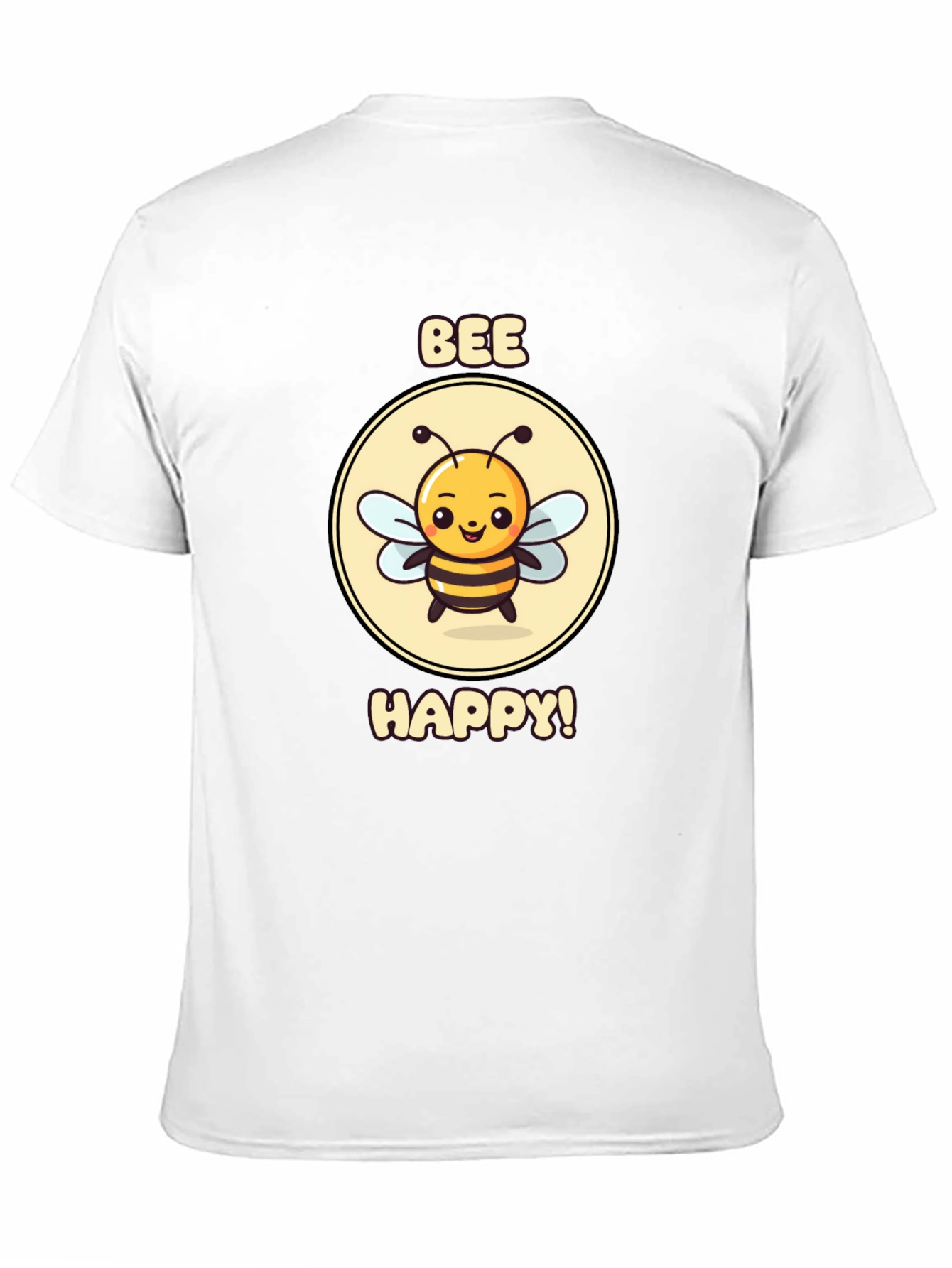 Bee Happy Graphic Tee - Black Cotton T-Shirt