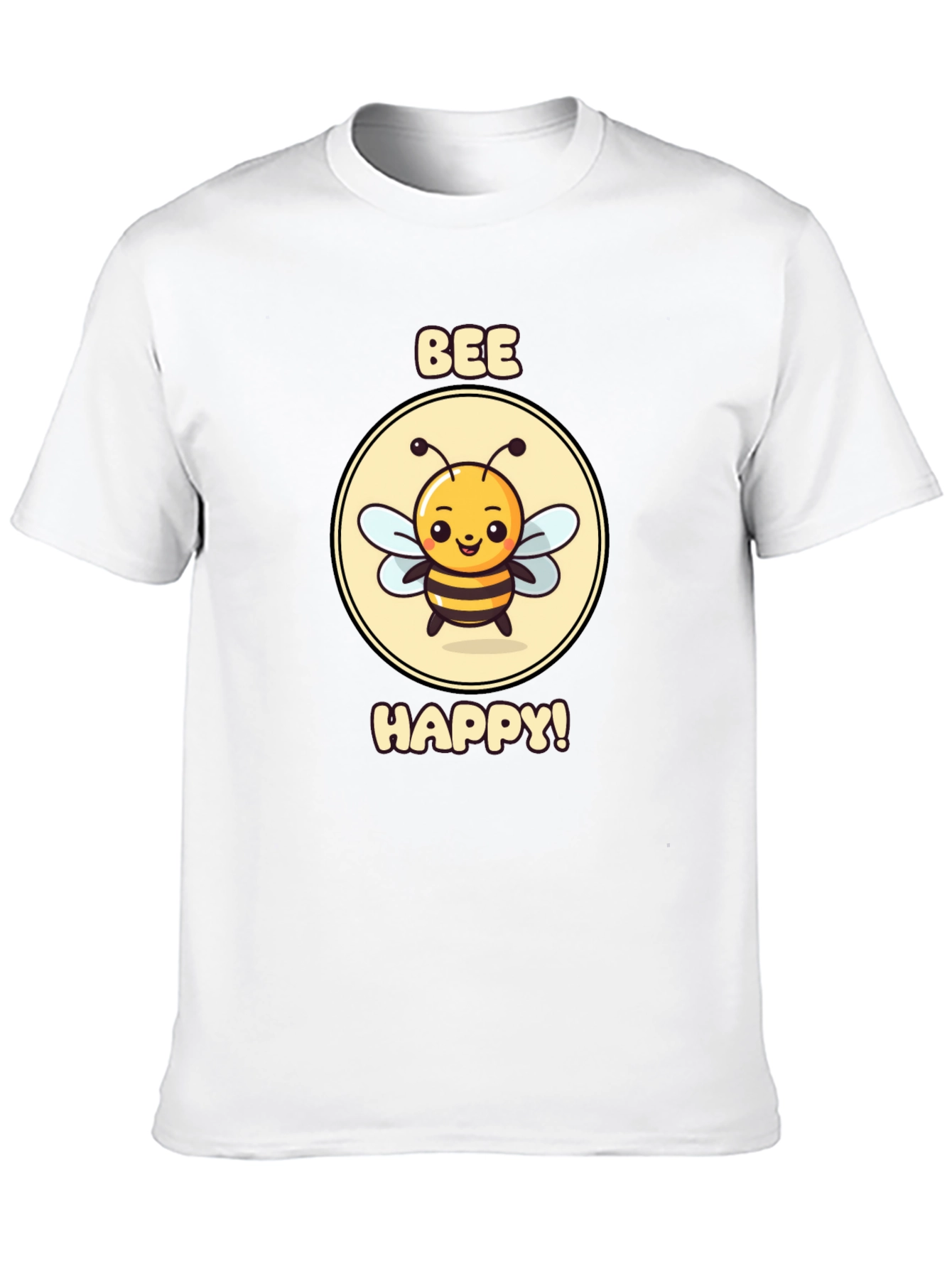 Bee Happy Graphic Tee - Black Cotton T-Shirt